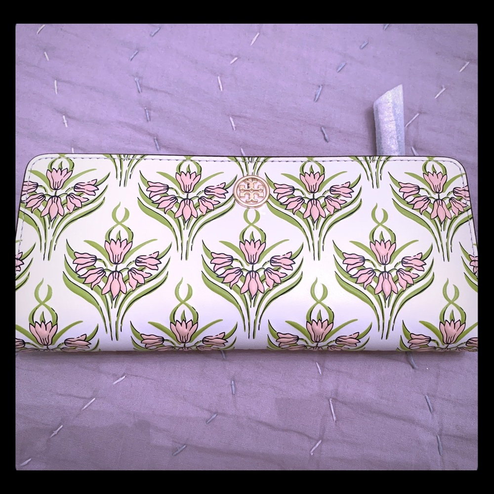 Tory Burch Robinson Slim Wallet Pink Meridian